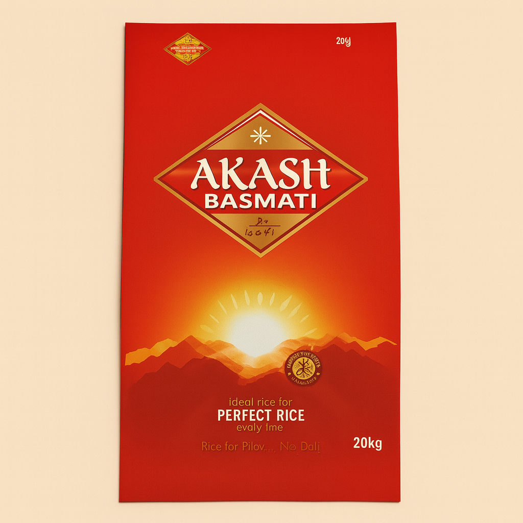 Akash Basmati Rice 20 kg – Buy Online Premium Long Grain Everyday Rice for Biryani, Pilau and Family Cooking